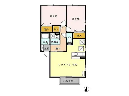 クレールヴィラ三和 A/B/C(2LDK/1階)の間取り写真