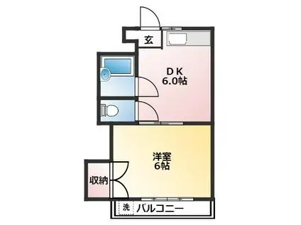 鏡川コートハウス(1DK/4階)の間取り写真