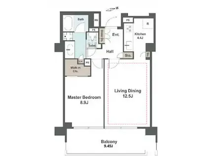 パークコート元麻布ヒルトップレジデンス(1LDK/5階)の間取り写真