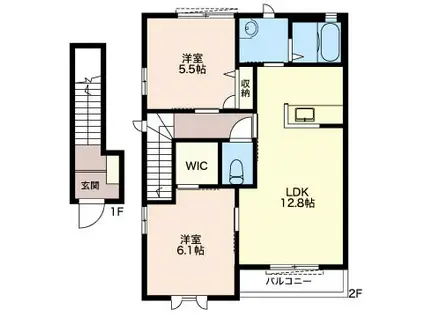 メゾン・ファミールB棟(2LDK/2階)の間取り写真