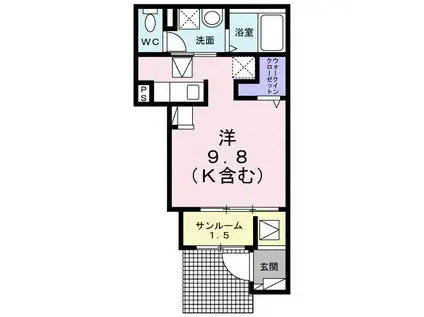 モアナ ハレ(ワンルーム/1階)の間取り写真