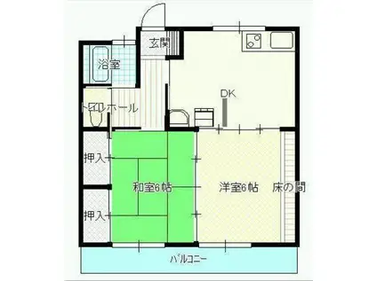 みとよコーポ(2DK/1階)の間取り写真