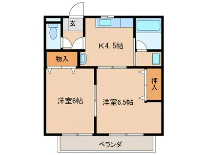 ひらのハイツ(2K/1階)の間取り写真