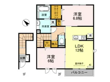 サニーコート加佐 A棟(2LDK/2階)の間取り写真