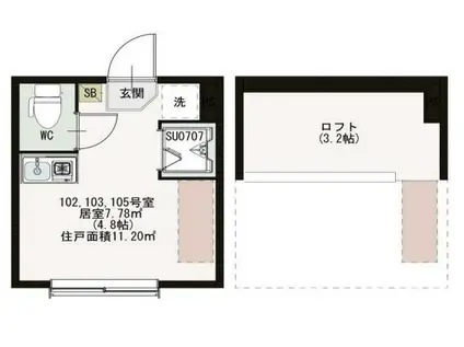 WIN CREST(ワンルーム/1階)の間取り写真