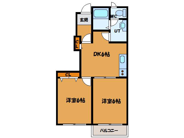 ヴィラ柏木(2DK/1階)の間取り写真