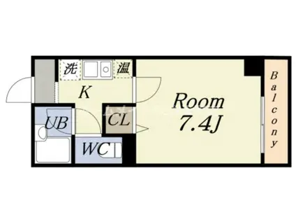 ジャストジャパンウエスト(1K/3階)の間取り写真