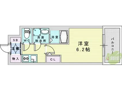 エステムコート新大阪16パルス(1K/2階)の間取り写真