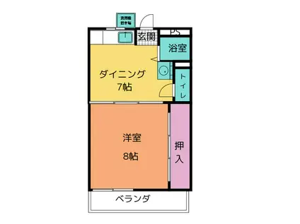 コーポ中(1DK/2階)の間取り写真