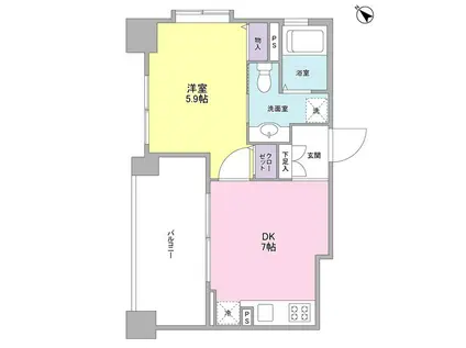 リバーレ月島(1DK/13階)の間取り写真