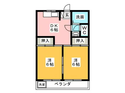 第6辰巳マンション(2DK/1階)の間取り写真