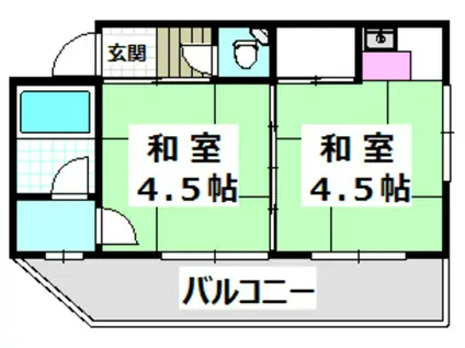 藤田ハイツ(1DK/2階)の間取り写真
