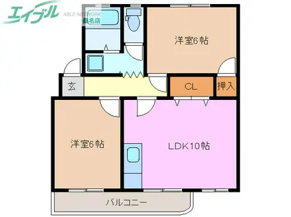 セレーノ C棟(2LDK/2階)の間取り写真