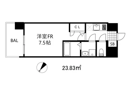 レジュールアッシュ神戸湊川公園(1K/4階)の間取り写真