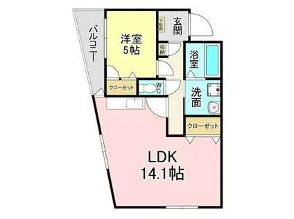 アルシオン中央(1LDK/4階)の間取り写真
