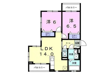 サンティエ(2LDK/2階)の間取り写真