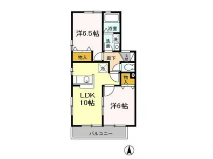 ペニーレーンA(2LDK/2階)の間取り写真