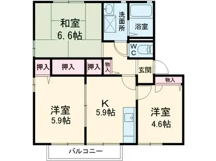 ラメゾンプルミエB棟(3K/2階)の間取り写真