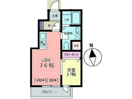 メリディアン白鳥(1LDK/3階)の間取り写真