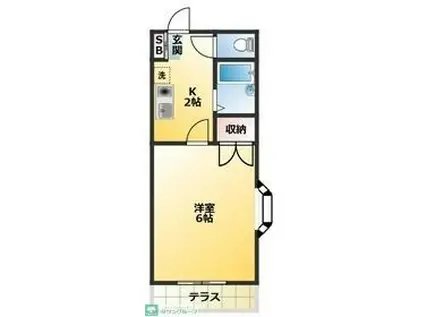 第2天貝コーポ アマガイ(1K/1階)の間取り写真