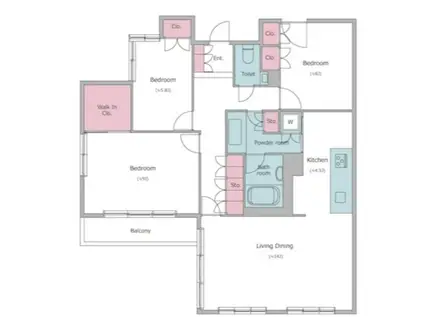 レジディアKAMIMEGURO(3LDK/3階)の間取り写真