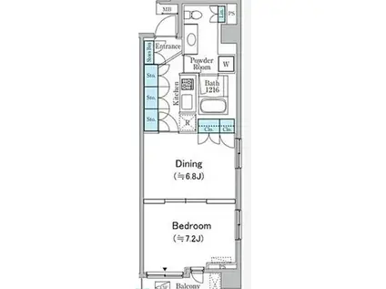 クインテット恵比寿(2K/6階)の間取り写真