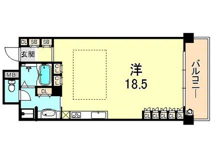 ザ・パークハウス神戸トアロード(ワンルーム/2階)の間取り写真