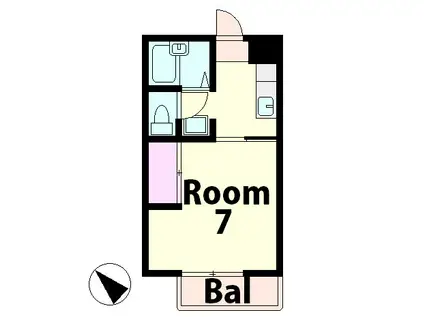 ヴィラエステート(1K/2階)の間取り写真