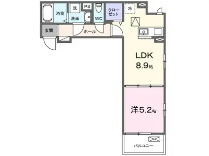 JADA HOUSE桜井(1LDK/1階)の間取り写真