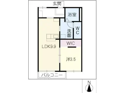 HINOMARU TOWN(1LDK/1階)の間取り写真