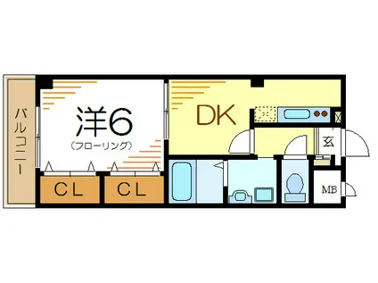 ベルメゾン瑞江(1DK/3階)の間取り写真