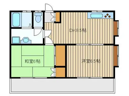 メゾンドハーティー(2DK/1階)の間取り写真