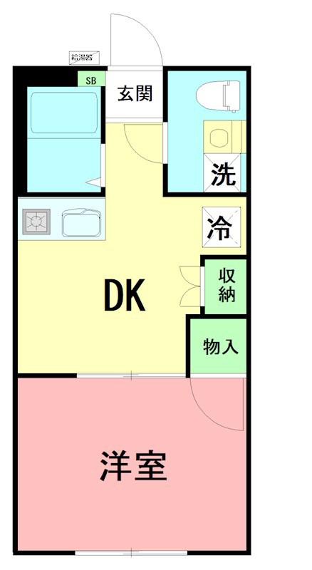 本厚木AXIS(1DK/1階)の間取り写真