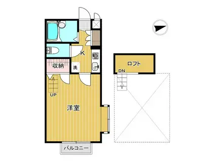 VISSEL(1K/2階)の間取り写真