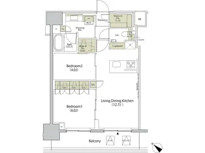 ザ・パークハビオ江古田(2LDK/14階)の間取り写真