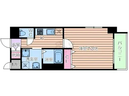 レジュールアッシュ天王寺II(1K/8階)の間取り写真