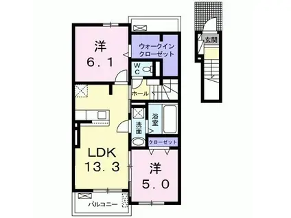 グレース高坂 I(2LDK/2階)の間取り写真