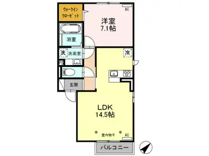 プランドール(1LDK/2階)の間取り写真