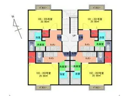 ウィスタリア 春日部(1K/1階)の間取り写真