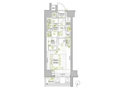 ブライズ西大井(1K/6階)の間取り写真