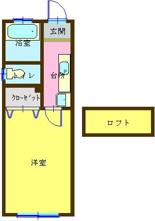 サンレジデンスM2(1K/2階)の間取り写真
