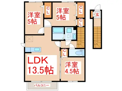 りんどう(3LDK/2階)の間取り写真