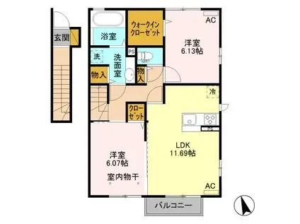 モデナ B(2LDK/2階)の間取り写真