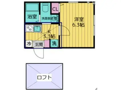 BELL SAISON IKUTA(1K/2階)の間取り写真