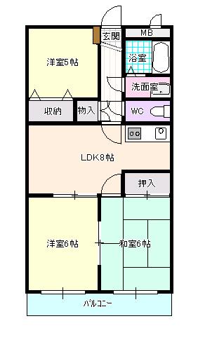 サン丸山(3LDK/2階)の間取り写真