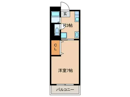 K.BLD(1K/3階)の間取り写真