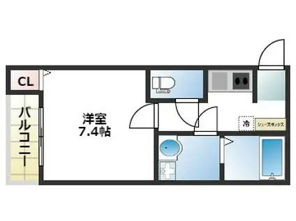 GRADITO神崎川(1K/1階)の間取り写真