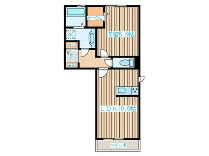 D-ROOM荒井東(1LDK/2階)の間取り写真