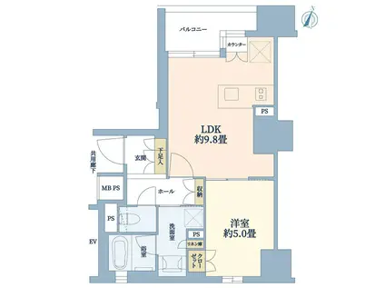 ネベル一番町RECENT(1LDK/9階)の間取り写真