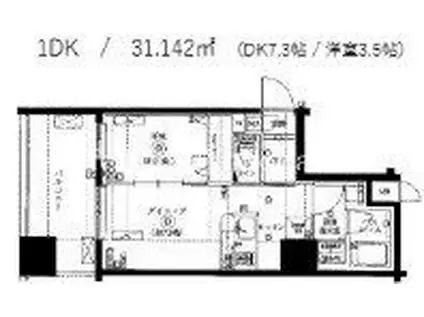 ZOOM横浜SQUARE(1DK/9階)の間取り写真